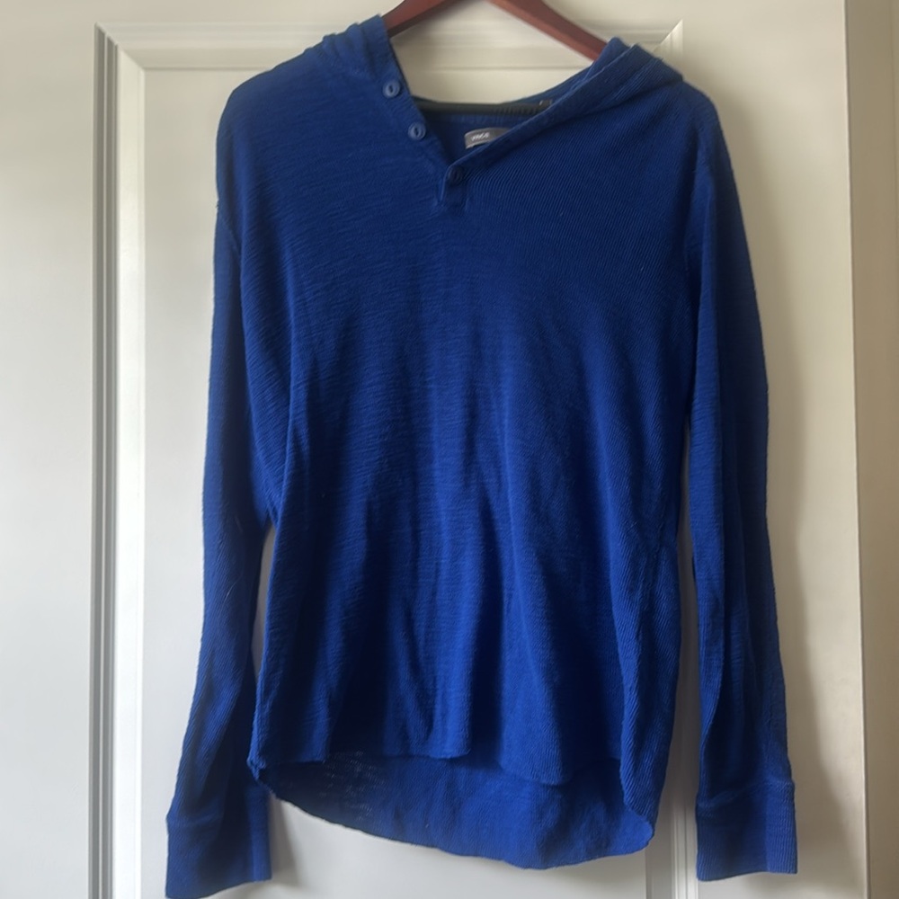 VINCE 100% Cotton Hooded Henley Pullover
